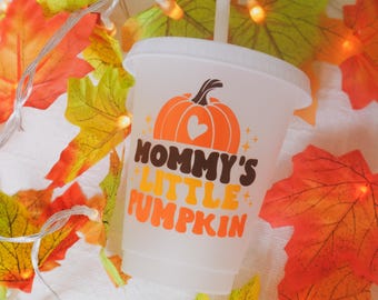 Vaso de plástico con forma de calabaza de mamá, recuerdo de fiesta de otoño