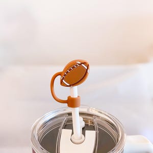 Sports Tumbler and Glass Cup Straw Toppers: Football Baseball Basketball