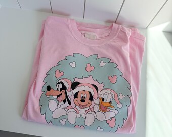 Christmas Mickey Mouse & Friends Oversized T-Shirt: Pastel Winter Santa Outfit