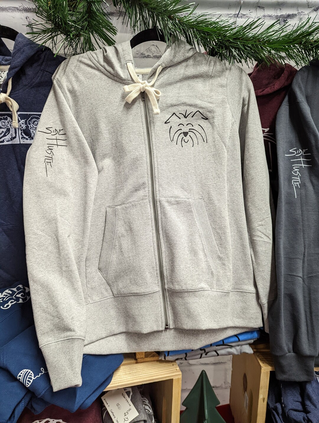 Original Design Scruffy Dog Womens' Full Zip Hoodie in Heathered Light ...
