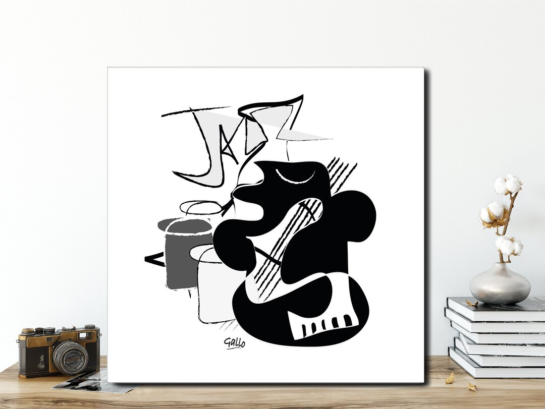 JAZZ FUN Printable Wallart Black and White Square Etsy