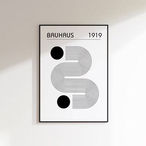 Bauhaus Poster, Geometric Retro Wall Art, Black and White Bauhaus Exhibition Print, Modern Mid Century Printable Art, Digital Download