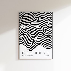 Bauhaus Poster, Geometric Retro Wall Art, Black and White Bauhaus Exhibition Print, Modern Mid Century Printable Art, Digital Download
