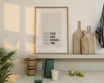 Good Wine Poster | Kitchen Wall Art | Dining Room Poster | Typography Print | Wine Poster | Italy Poster | Friends Poster | Gift ideas