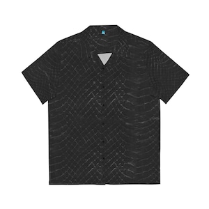 Chemise hawaïenne à imprimé peau de serpent noir Chemise noire en peau de serpent boutonnée à manches courtes S - 5XL Chemise grande taille noire