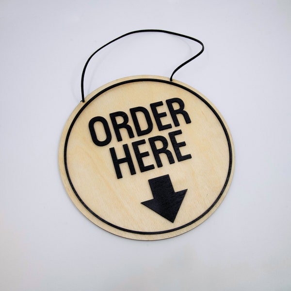 Order Here Sign Pick Up Here Sign Pay Here Sign for Business Wooden Hanging Sign with Arrow for Coffee Shop Cafe Bar Restaurant Bakery