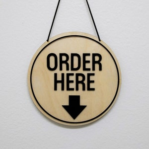 Order Here Sign Pick up Here Sign Pay Here Sign for Business Wooden ...