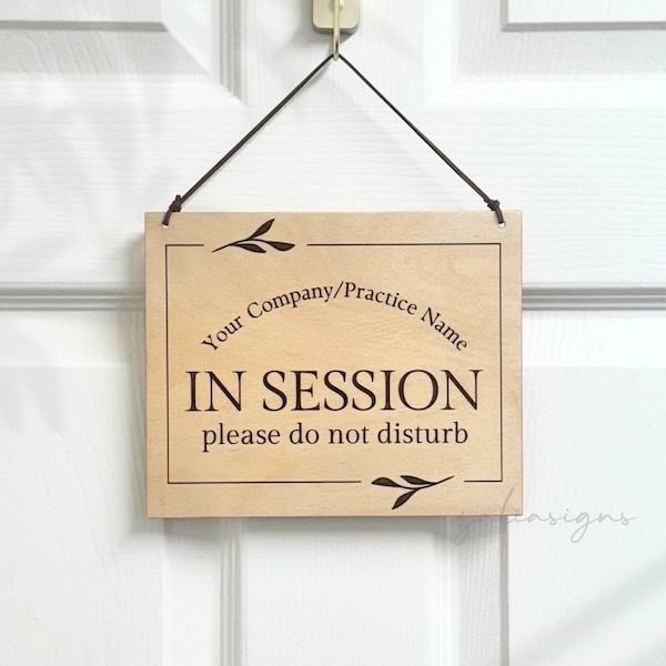 Personalized Double Sided Door Sign for Office Welcome Sign In Session Sign Custom Wooden Door Sign for Room Reversible Hanging Door Sign