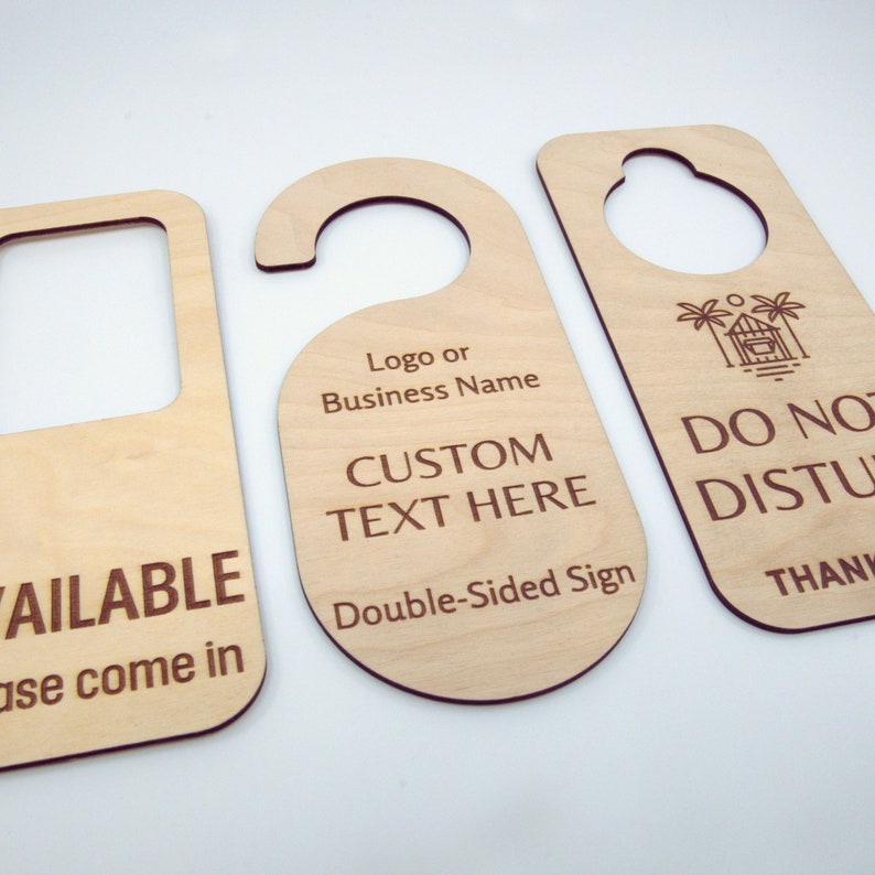 Custom Double Sided Door Knob Hanging Sign Personalized Office Etsy