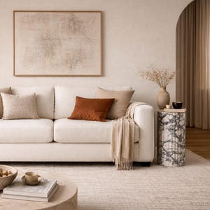 Mesa de centro con pedestal de mármol Calacatta Viola