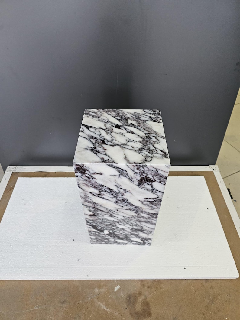 Calacatta Viola Marble Plinth Coffee Table: Pedestal Side Table image 9