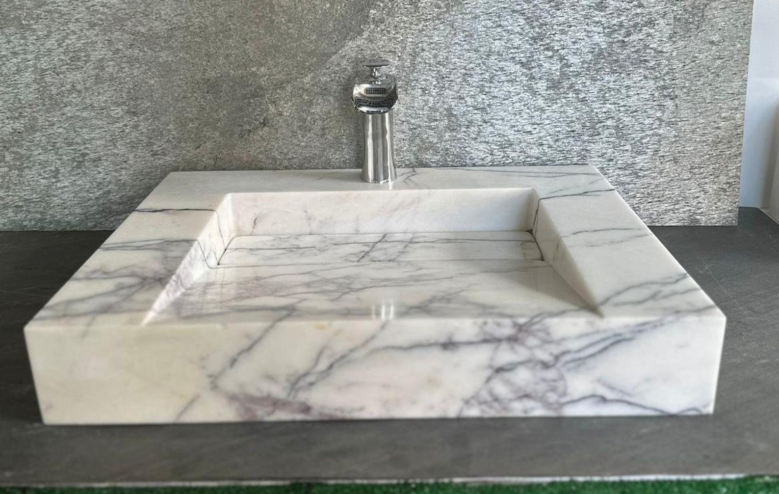 Carrara Marble Sink Powder Room Sink Custom Vanity Top Marble Sink Wall Mount Marble Sink Marble ...