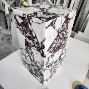 Calacatta Viola Marble Plinth Coffee Table: Pedestal Side Table image 13