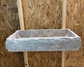 Custom silver travertine sink for Lindsay measurements 24”x16”x4”