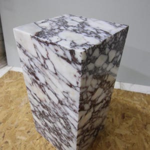 Calacatta Viola Marble Plinth Coffee Table: Pedestal Side Table image 14