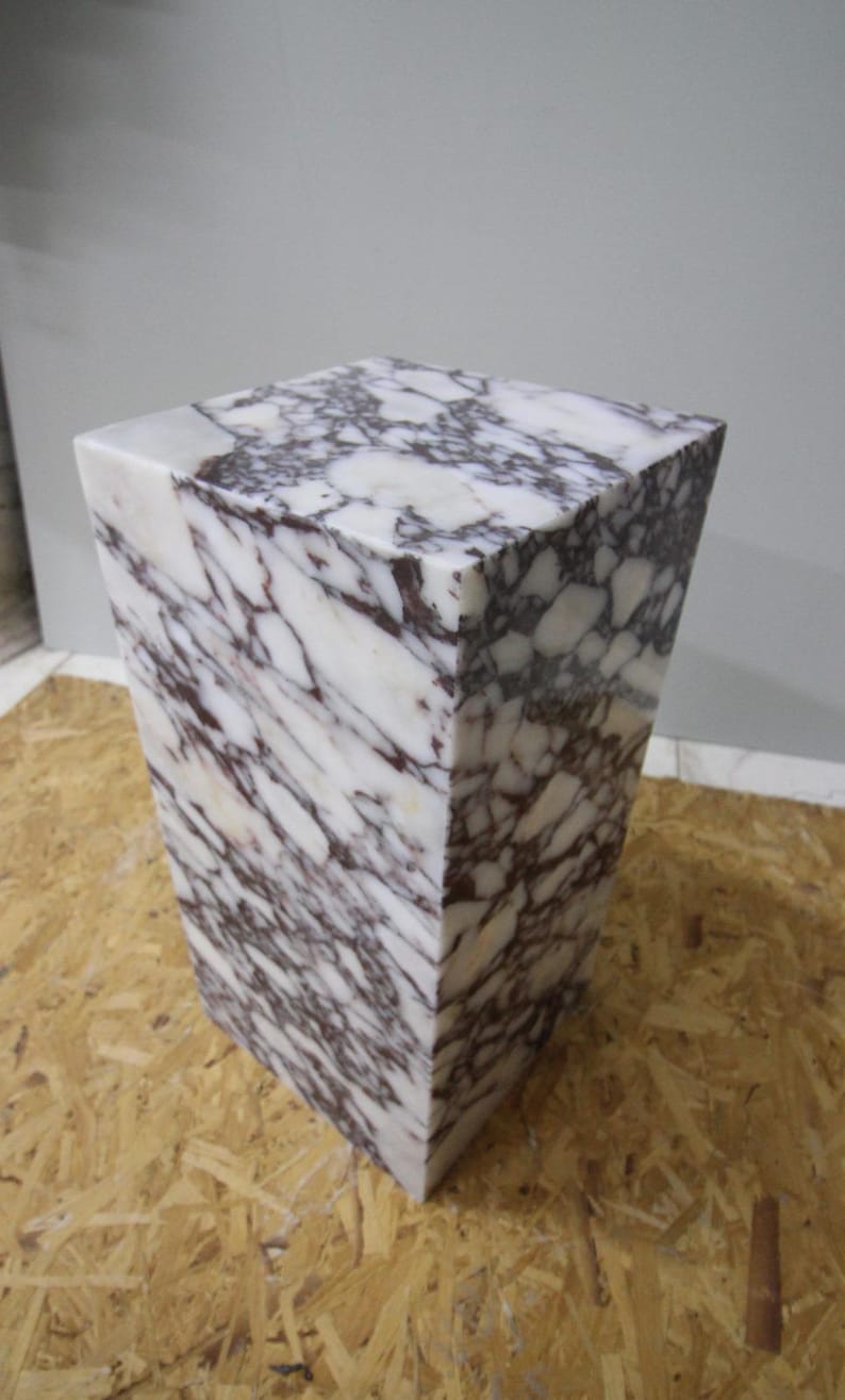 Calacatta Viola Marble Plinth Coffee Table: Pedestal Side Table image 14