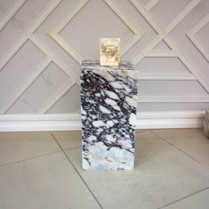 Calacatta Viola Marble Plinth Coffee Table: Pedestal Side Table image 4
