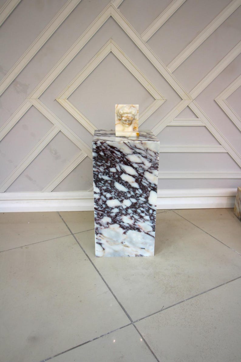 Calacatta Viola Marble Plinth Coffee Table: Pedestal Side Table image 4
