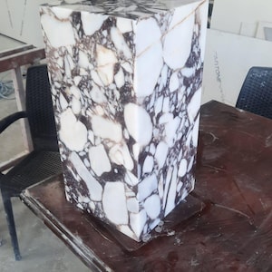 Calacatta Viola Marble Plinth Coffee Table: Pedestal Side Table image 8