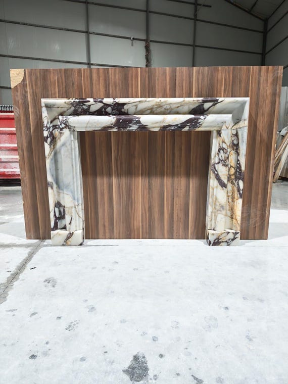 Calacatta Viola Marmor Kaminumrandung | Luxus handgefertigter Stein Mantel | Statement Marmor Kaminrahmen | Individueller Designer Kamin