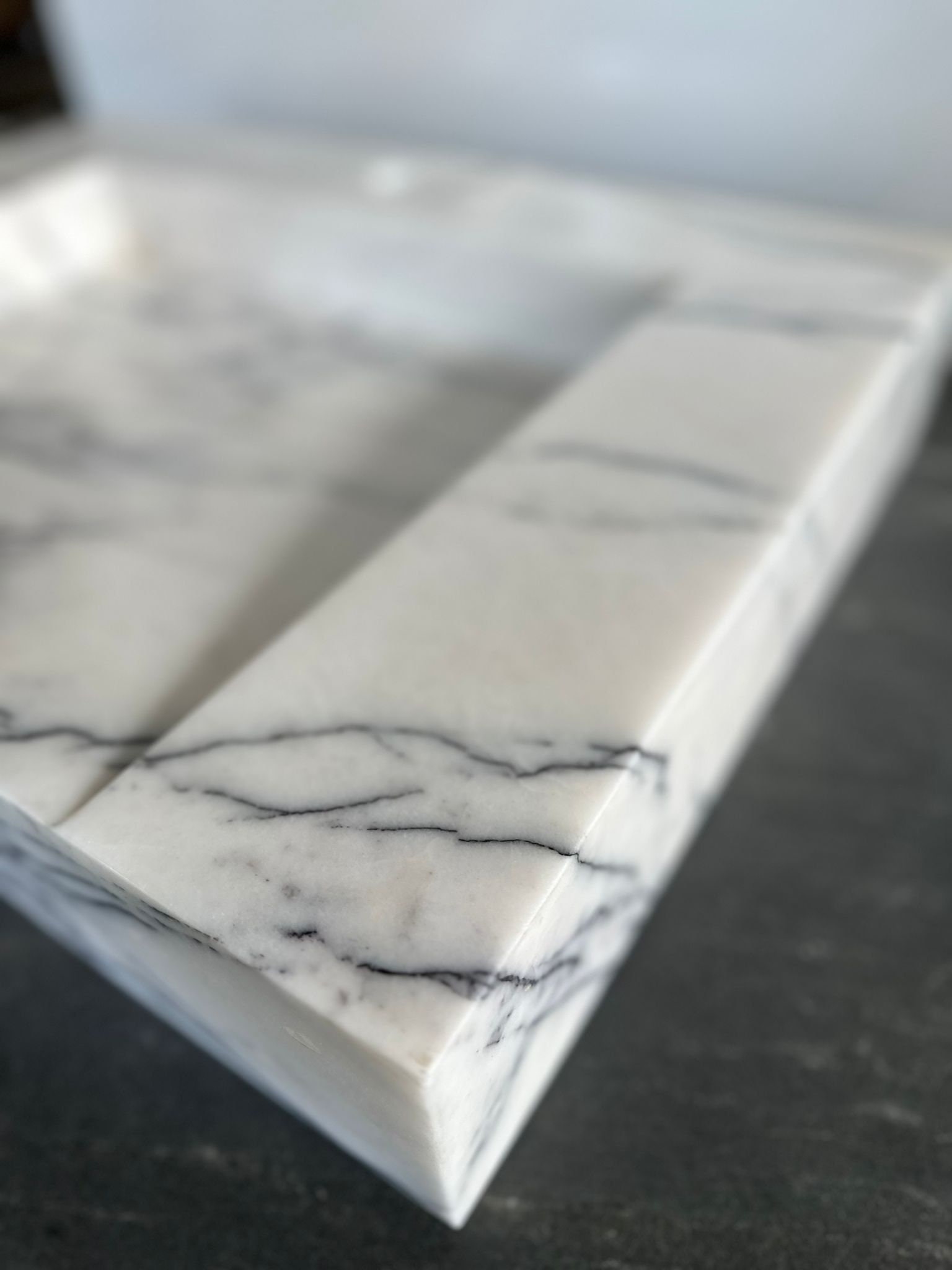 Carrara Marble Sink Powder Room Sink Custom Vanity Top Marble Sink Wall Mount Marble Sink Marble ...