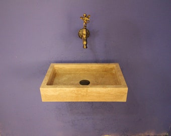 Travertine Bathroom Sink – Natural Stone Vanity – Mediterranean Style Home