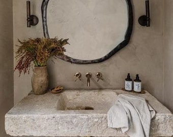 Custom project for SONDI 38”x18”x6”  Sink - Handmade Travertine Sink, Natural Stone, Washbasin, Travertine Sink for Bathroom, Marble