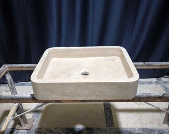 Travertine Bathroom Sink – Smooth Finish Natural Stone Vanity