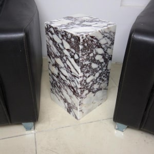 Calacatta Viola Marble Plinth Coffee Table: Pedestal Side Table image 6