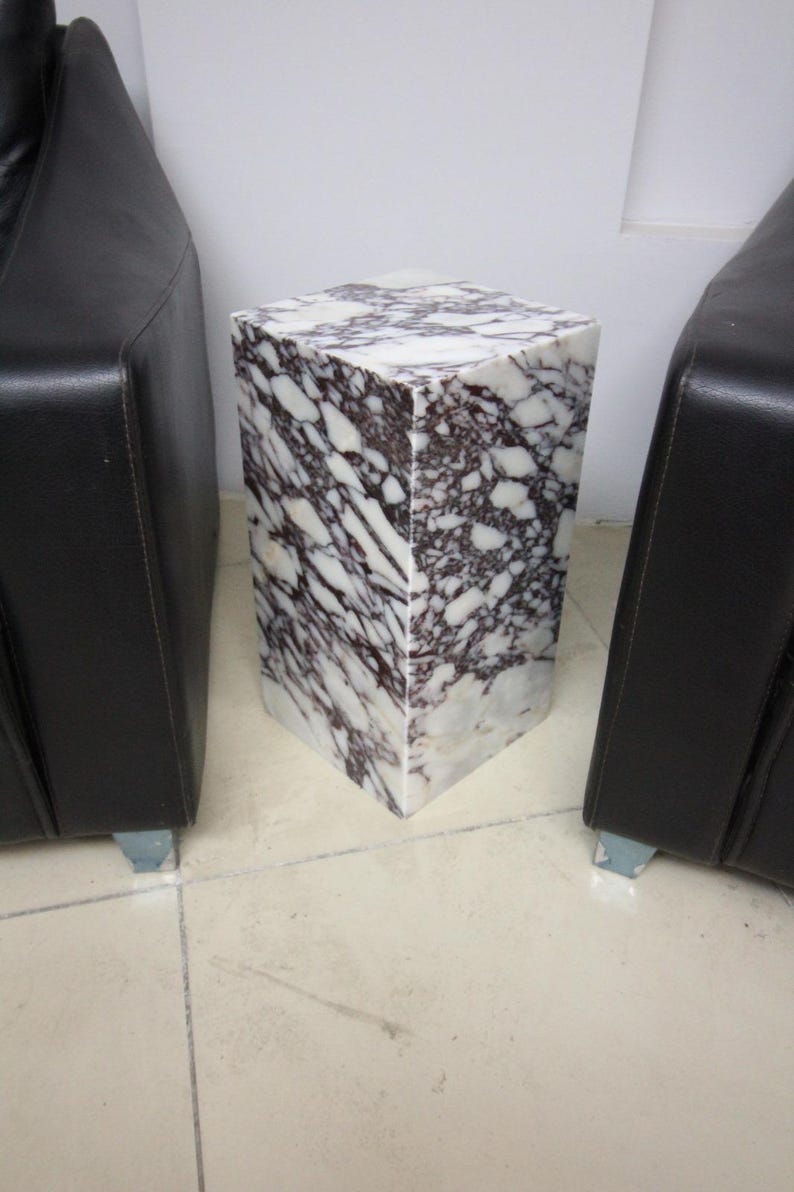 Calacatta Viola Marble Plinth Coffee Table: Pedestal Side Table image 6