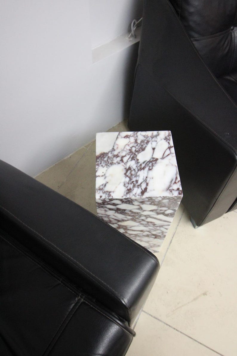 Calacatta Viola Marble Plinth Coffee Table: Pedestal Side Table image 16