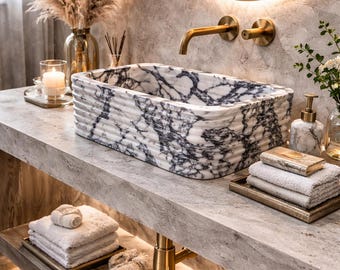 Calacatta Viola Marmor Waschbecken 20 "x 12" x 7,5 ""