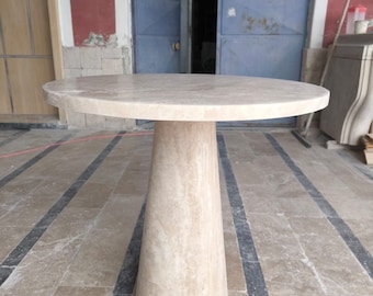 Vintage Travertine Plinth Coffee Table: Custom Natural Stone End Table