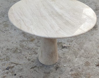 Custom project for Emily 29”H 30” diameter , vintage Coffee Table, travertine End Table , Custom Table, unique table