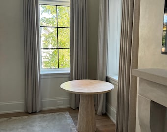 Natural Travertine Plinth Coffee Table: Custom Vintage End Table
