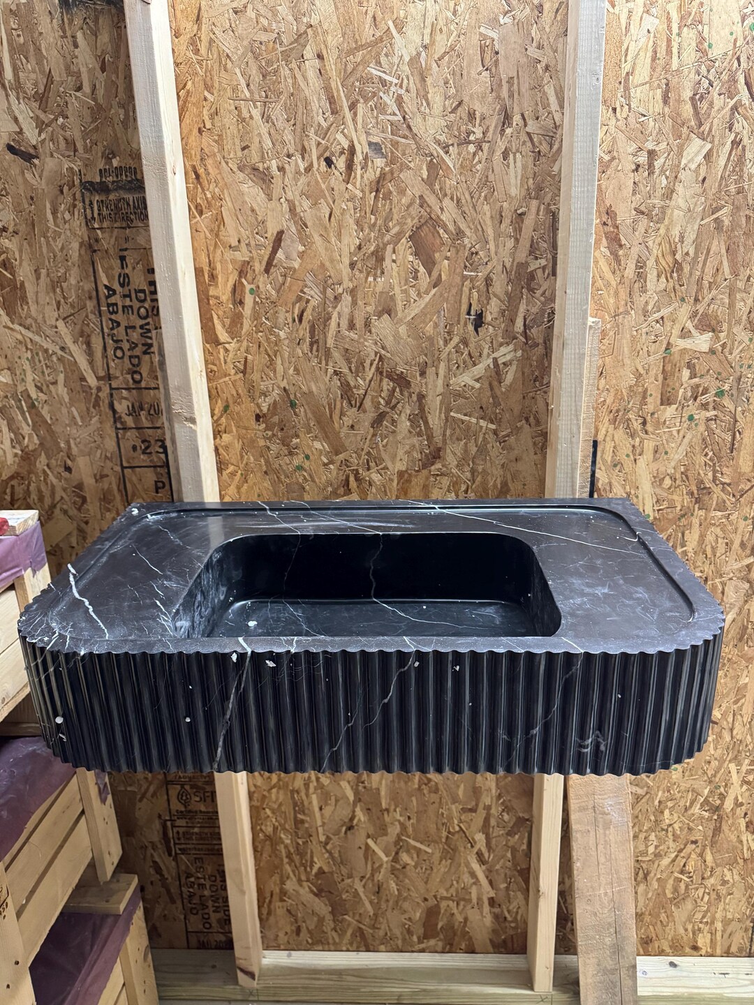 Nero Marquina Marble Sink, Wall Mount Sink, Black Marble Sink, Bathroom ...