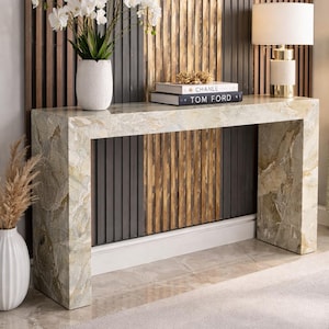 Consolle in marmo verde realizzata a mano: elegante base decorativa. immagine 12
