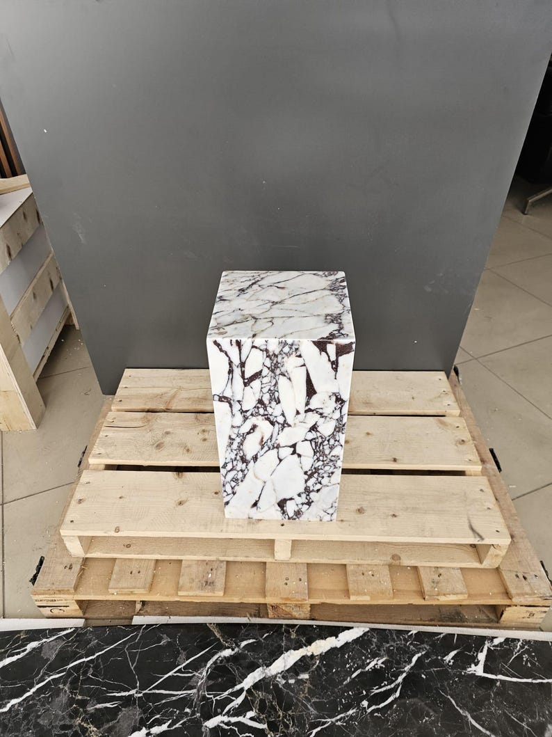 Calacatta Viola Marble Plinth Coffee Table: Pedestal Side Table image 11