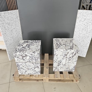 Calacatta Viola Marble Plinth Coffee Table , Marble Coffee Table,  Marble End Table , Custom  Table, Marble Coffee Table, Cube Coffee Table