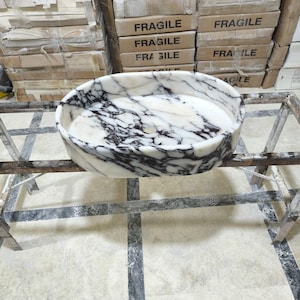 Calacatta Viola Marble Sink-Marble Sink, Custom Order Marble Sink, Hand Carved Marble Sink, Rounded Marble Sink- Powder Room Sink-Stone Sink