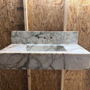 Handcrafted Calacatta Viola Marble Wall Mounted Sink