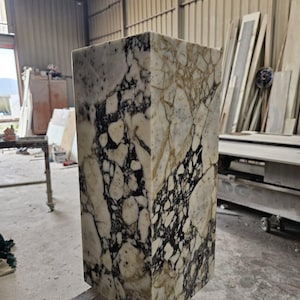 Calacatta Viola Marble Plinth Coffee Table: Pedestal Side Table image 10