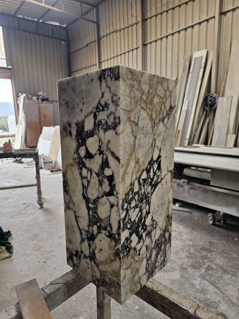 Calacatta Viola Marble Plinth Coffee Table: Pedestal Side Table image 10