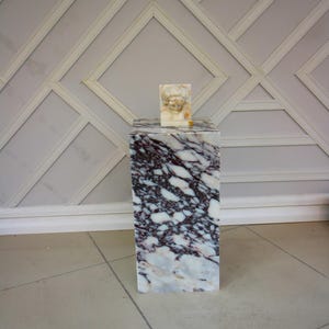 Calacatta Viola Marble Plinth Coffee Table: Pedestal Side Table image 19