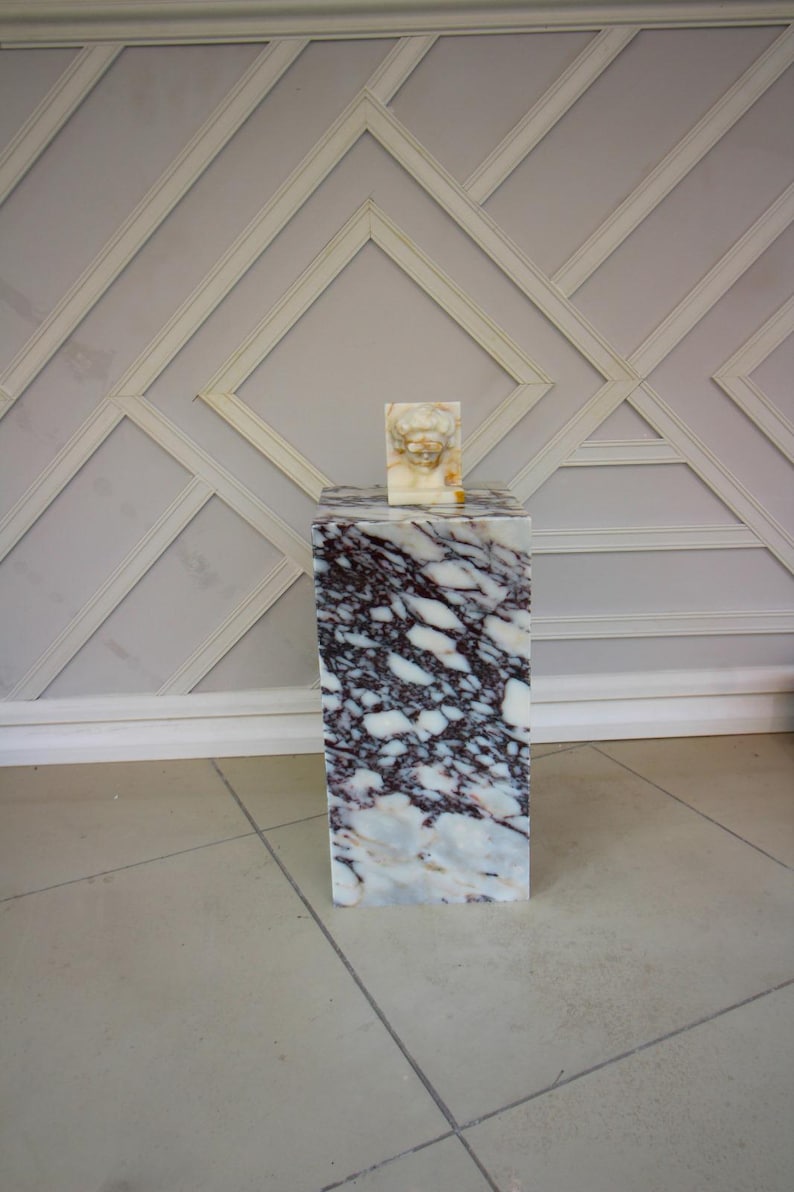 Calacatta Viola Marble Plinth Coffee Table: Pedestal Side Table image 19