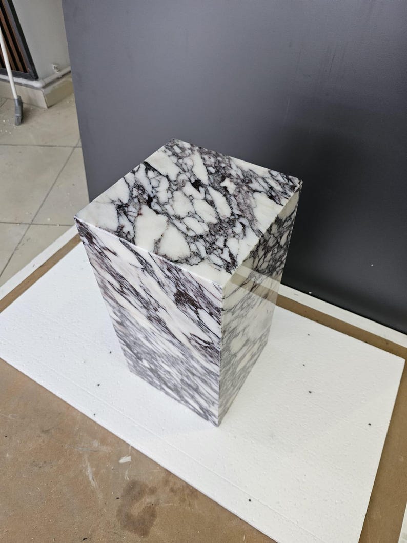 Calacatta Viola Marble Plinth Coffee Table: Pedestal Side Table image 3