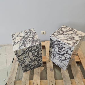 Calacatta Viola Marble Plinth Coffee Table: Pedestal Side Table image 12