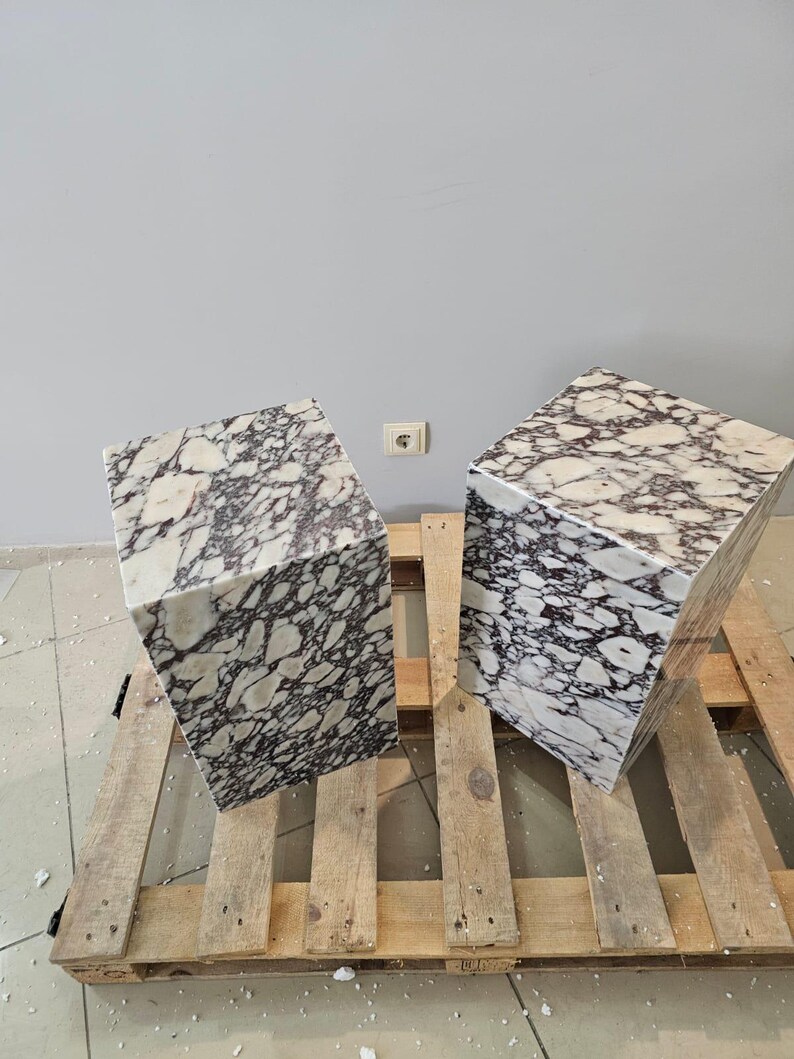 Calacatta Viola Marble Plinth Coffee Table: Pedestal Side Table image 12