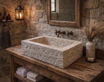 Handmade Travertine  Bathroom Sink with  (26"x18"x8")