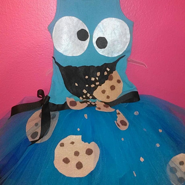 Cookie Monster Tutu Halloween Birthday Toddler Kids Costume